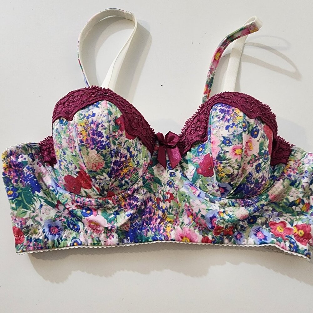 Garden Gate Floral Long Line Push Up Bra